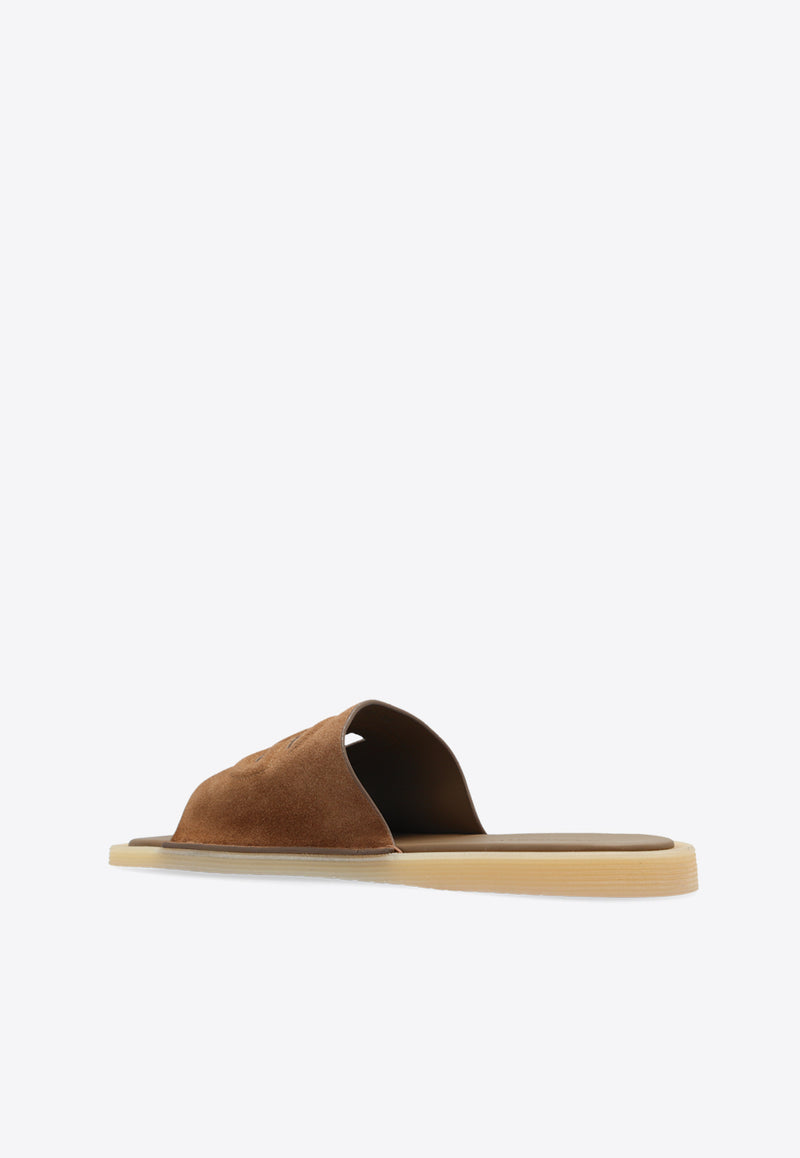 Dolce 
Gabbana DG Logo Suede Slides Brown A80461 AT441-80024