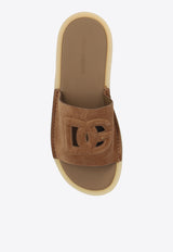 Dolce 
Gabbana DG Logo Suede Slides Brown A80461 AT441-80024