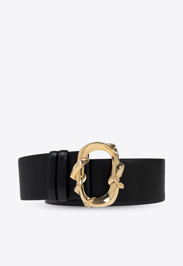 Alexander McQueen Snake-Buckle Leather Belt Black 797531 1BR0T-1000