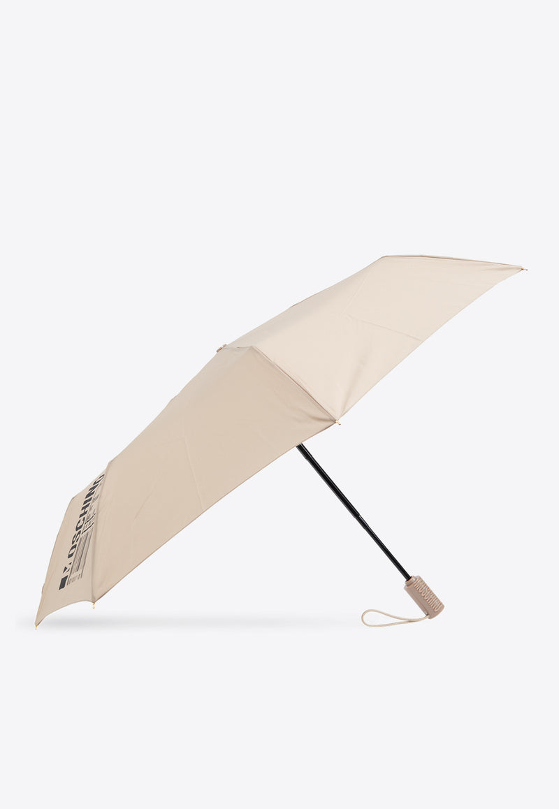 Moschino Bar-Code Print Umbrella Beige 8941 OPENCLOSED-DARK BEIGE