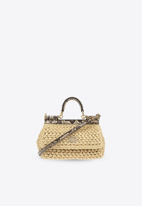 Dolce 
Gabbana Small Sicily Woven-Raffia Shoulder Bag Beige BB7116 A2Y84-8B134