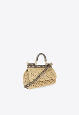 Dolce 
Gabbana Small Sicily Woven-Raffia Shoulder Bag Beige BB7116 A2Y84-8B134