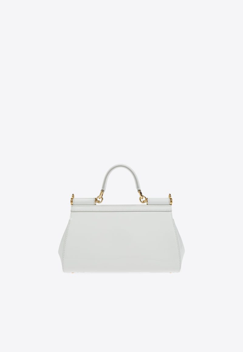 Dolce 
Gabbana Elongated Sicily Leather Top Handle Bag White BB7652 A1037-80002