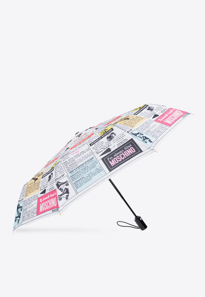 Moschino Newspapers Print Umbrella Multicolor 8998 OPENCLOSEB-WHITE