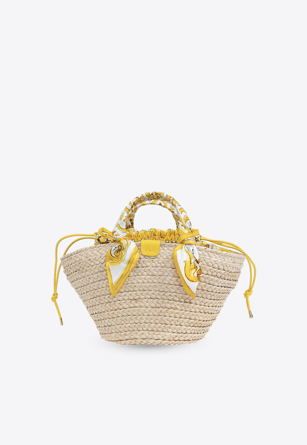 Dolce 
Gabbana Small Kendra Woven-Raffia Tote Bag Beige BB7695 AV860-HG3OB