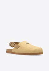 Dolce 
Gabbana Logo Tag Woven-Raffia Clogs Beige A80465 AV859-8D106