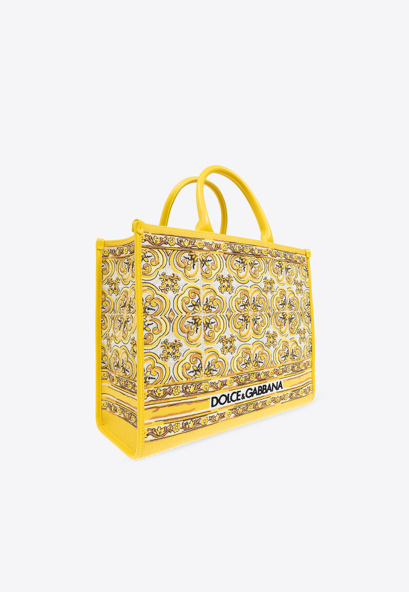 Dolce 
Gabbana Medium Majolica-Embroidered Tote Bag Yellow BB7277 AW050-HG3OB