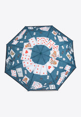 Moschino Teddy Bear Cards Umbrella Blue 8590 OPENCLOSER-TEAL BLUE