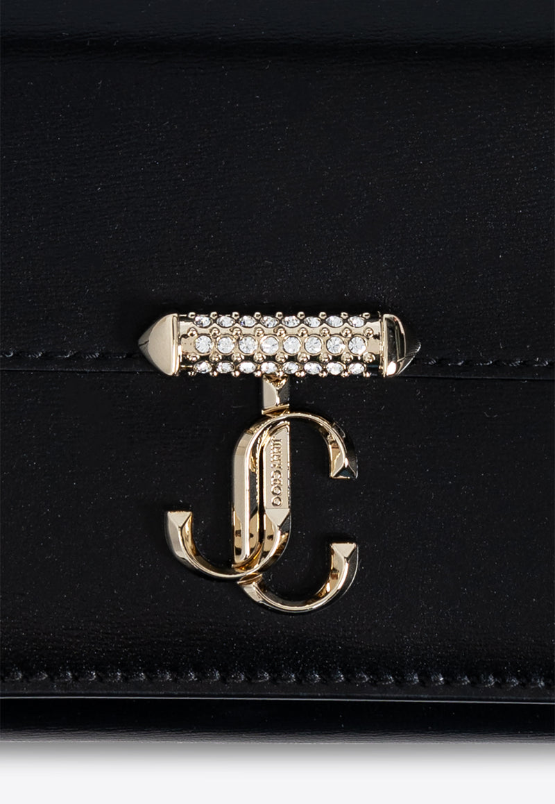 Jimmy Choo Avenue Logo-Plaque Clutch with Chain Black AVENUE WALLET CHAIN RAM-BLACK LIGHT GOLD