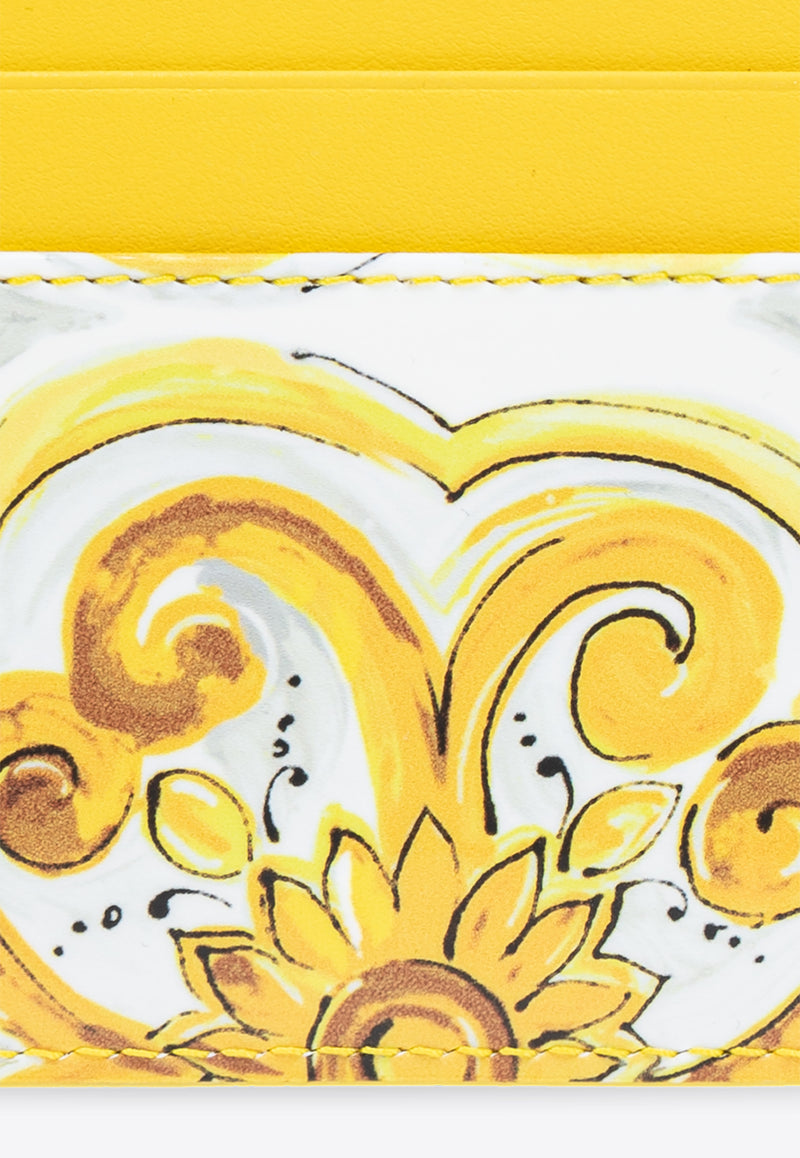 Dolce 
Gabbana Majolica Print Leather Cardholder Yellow BI0330 AQ240-HG3OB