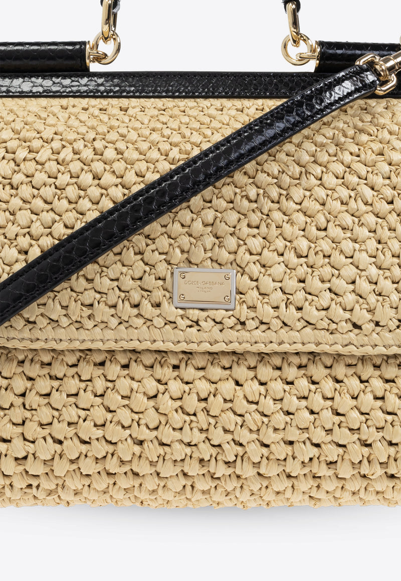 Dolce 
Gabbana Large Sicily Woven-Raffia Shoulder Bag Beige BB6002 A2Y84-8S193