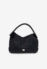 Dolce 
Gabbana Sicily Raffia Crochet Shoulder Bag Black BB7662 A4547-8B956