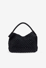 Dolce 
Gabbana Sicily Raffia Crochet Shoulder Bag Black BB7662 A4547-8B956