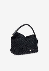 Dolce 
Gabbana Sicily Raffia Crochet Shoulder Bag Black BB7662 A4547-8B956