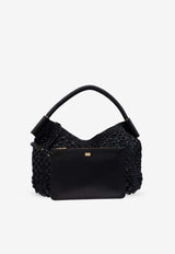 Dolce 
Gabbana Sicily Raffia Crochet Shoulder Bag Black BB7662 A4547-8B956