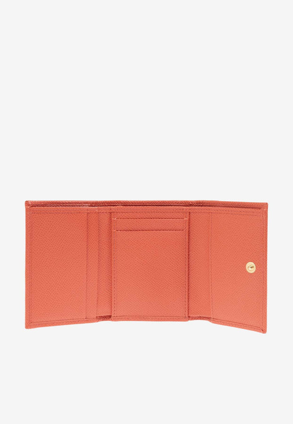 Dolce 
Gabbana Tri-Fold Logo Plaque Leather Wallet Orange BI0770 A1001-87550