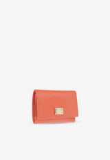 Dolce 
Gabbana Tri-Fold Logo Plaque Leather Wallet Orange BI0770 A1001-87550