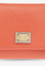 Dolce 
Gabbana Tri-Fold Logo Plaque Leather Wallet Orange BI0770 A1001-87550