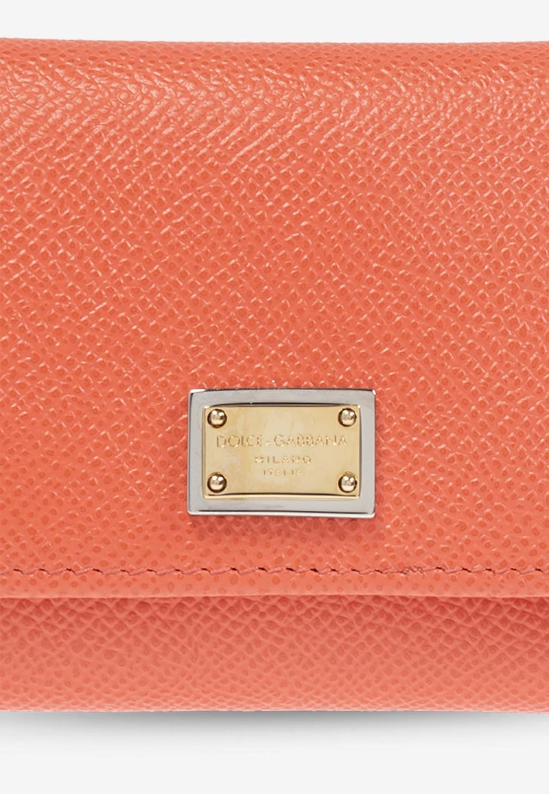 Dolce 
Gabbana Tri-Fold Logo Plaque Leather Wallet Orange BI0770 A1001-87550