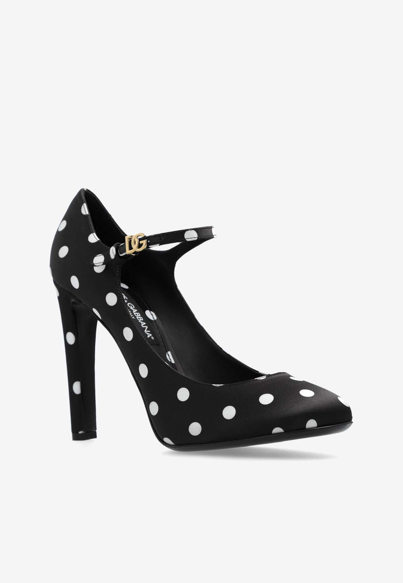 Dolce 
Gabbana Sharon 105 Polka Dot Mary-Jane Satin Pumps Black CD1869 AV885-HN10W