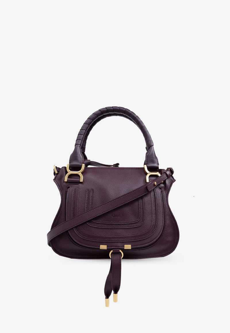 Chloé Small Marcie Grained Leather Top Handle Bag Purple CHC22AS628 I31-55U