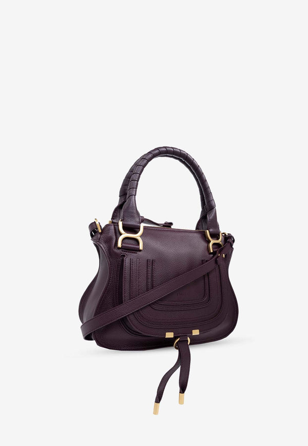 Chloé Small Marcie Grained Leather Top Handle Bag Purple CHC22AS628 I31-55U