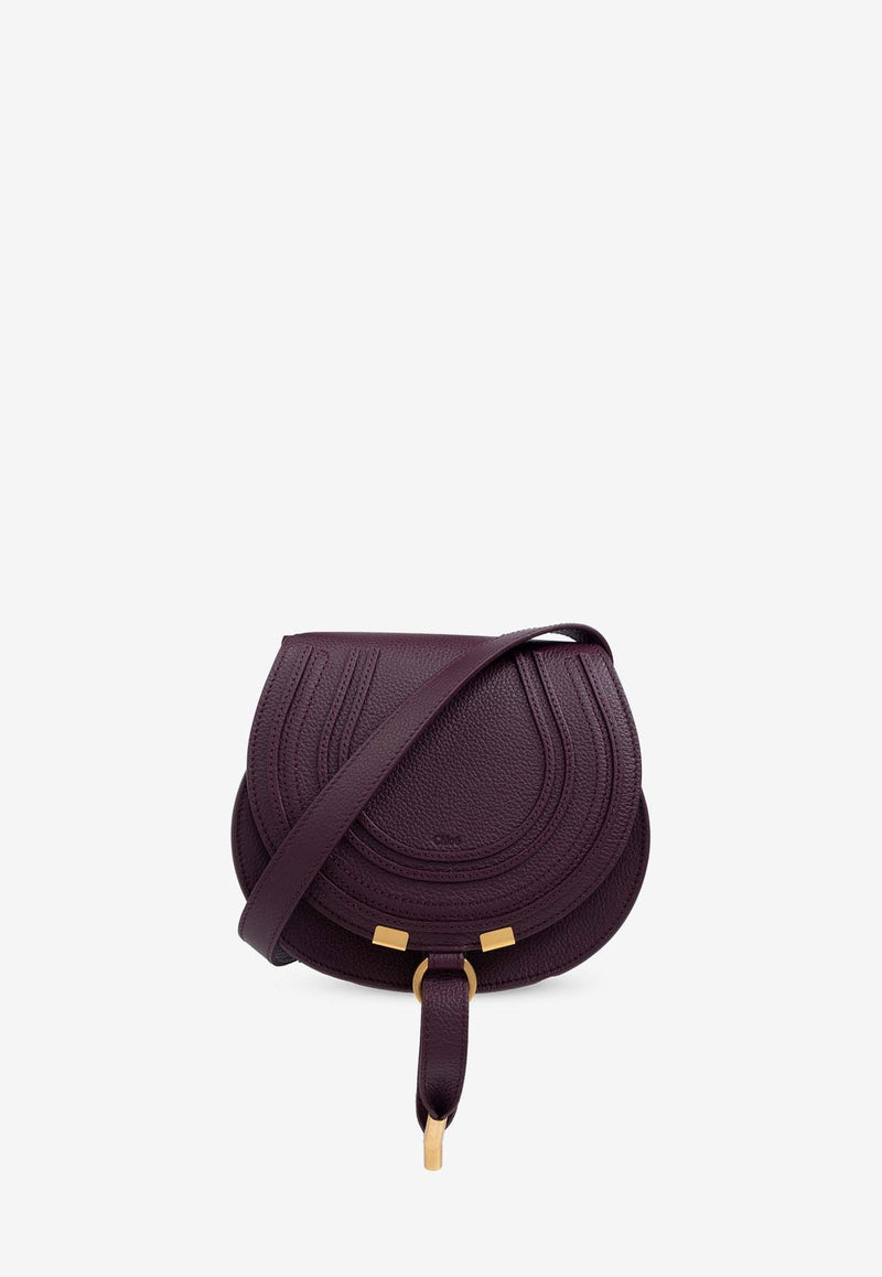 Chloé Small Marcie Saddle Crossbody Bag in Grained Leather Purple CHC22AS680 I31-55U