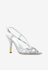 Chloé Nour 95 Python Print Metallic Sandals Silver CHC24A03Y NR-9DL