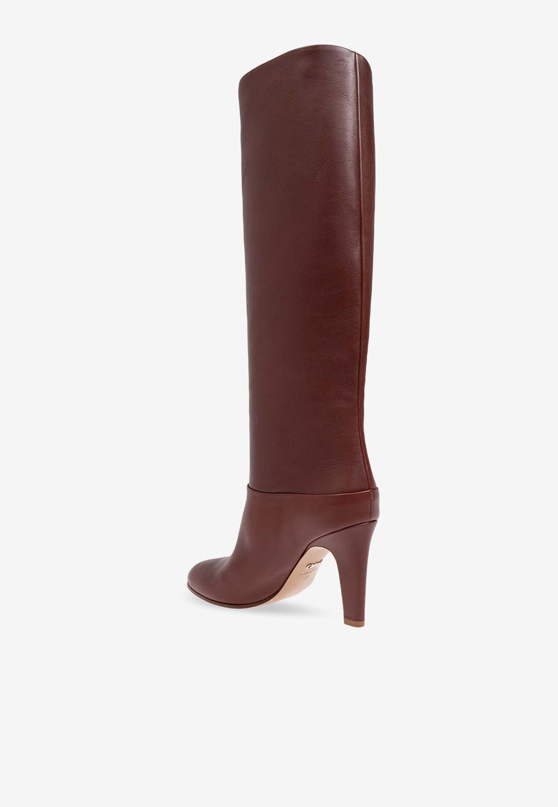 Chloé Eve 85 Calf Leather Knee-High Boots Brown CHC24A03O MF-246