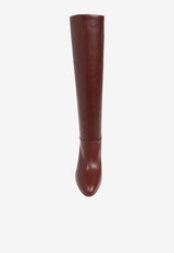 Chloé Eve 85 Calf Leather Knee-High Boots Brown CHC24A03O MF-246