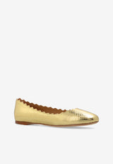 Chloé Lauren Python Print Leather Ballet Flats Gold CHC24A160 NI-9DA