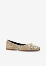 Chloé Marcie Python Print Leather Ballet Flats Beige CHC24A973 NN-292