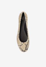 Chloé Marcie Python Print Leather Ballet Flats Beige CHC24A973 NN-292