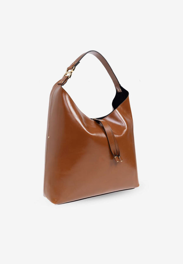 Chloé Marcie Shiny Leather Hobo Bag Brown CHC24AS630 N57-26M