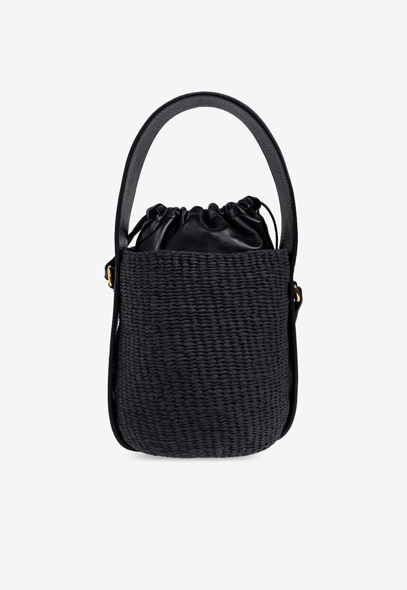 Chloé Small Woody Woven Bucket Bag Black CHC24AS381 N68-001