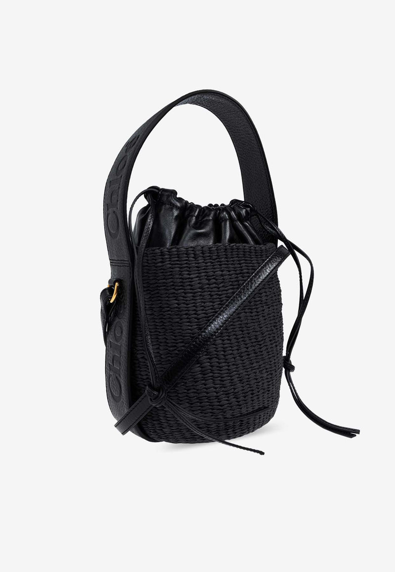 Chloé Small Woody Woven Bucket Bag Black CHC24AS381 N68-001