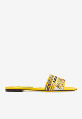 Dolce 
Gabbana Bianca Majolica Embroidered Flat Sandals Yellow CQ0571 AV804-8Q728