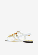 Dolce 
Gabbana Bianca Embellished Leather Sandals White CQ0601 AT848-8V135