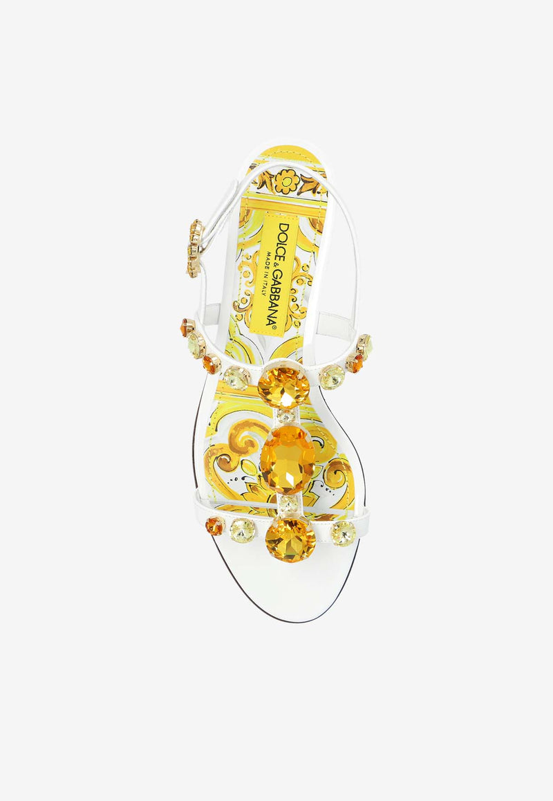 Dolce 
Gabbana Bianca Embellished Leather Sandals White CQ0601 AT848-8V135