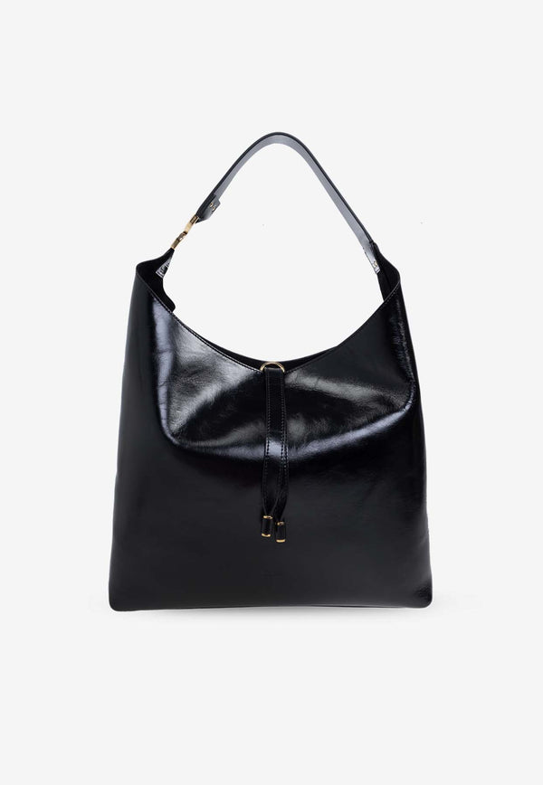 Chloé Marcie Shiny Leather Hobo Bag Black CHC24AS630 N57-001