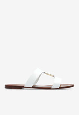 Dolce 
Gabbana Bianca DG Logo Leather Flat Sandals White CQ0608 AW576-80002