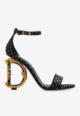 Dolce 
Gabbana Keira 105 Polka Dot Baroque DG Sandals Black CR0739 AW139-HN56W