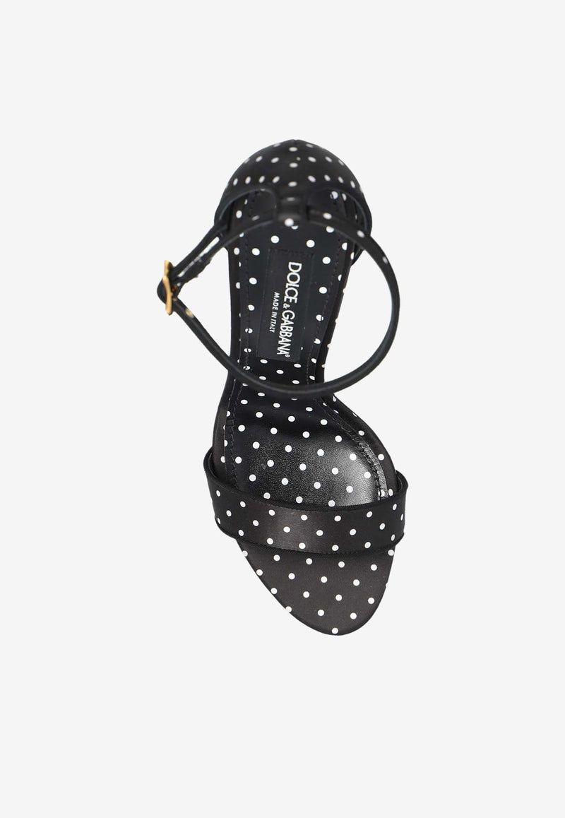 Dolce 
Gabbana Keira 105 Polka Dot Baroque DG Sandals Black CR0739 AW139-HN56W