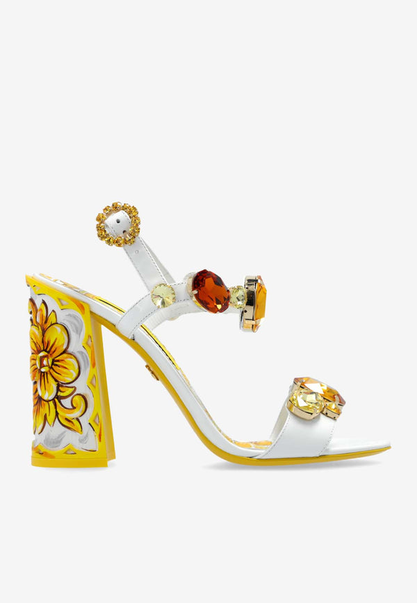 Dolce 
Gabbana Keira 105 Stone-Embellished Leather Sandals White CR1354 AT848-8V135