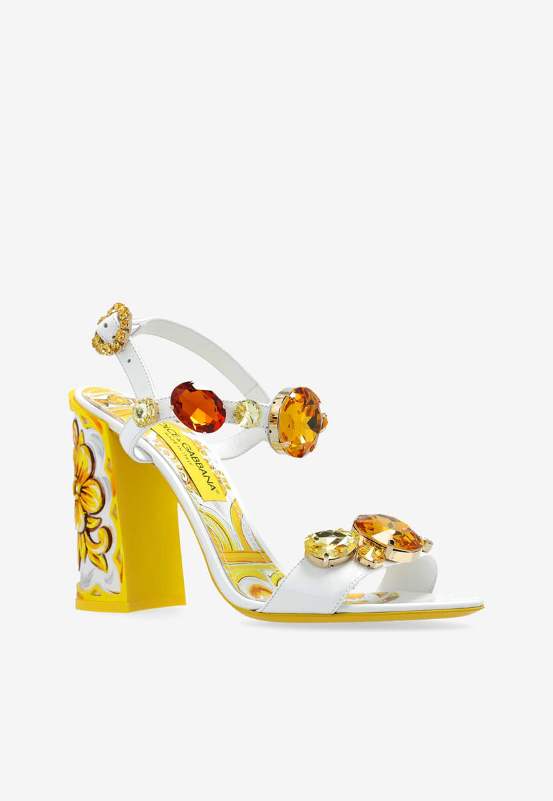 Dolce 
Gabbana Keira 105 Stone-Embellished Leather Sandals White CR1354 AT848-8V135