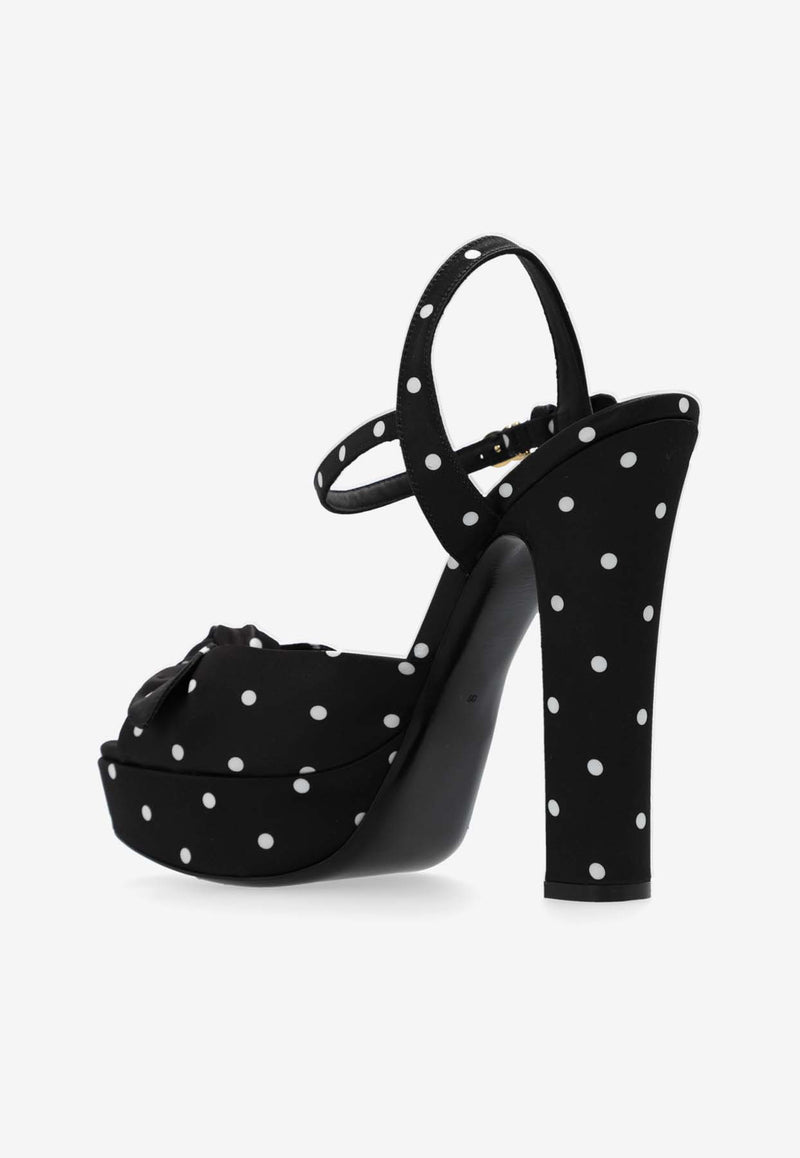 Dolce 
Gabbana Keira 105 Polka Dot Platform Sandals Black CR1751 AV885-HN9FW