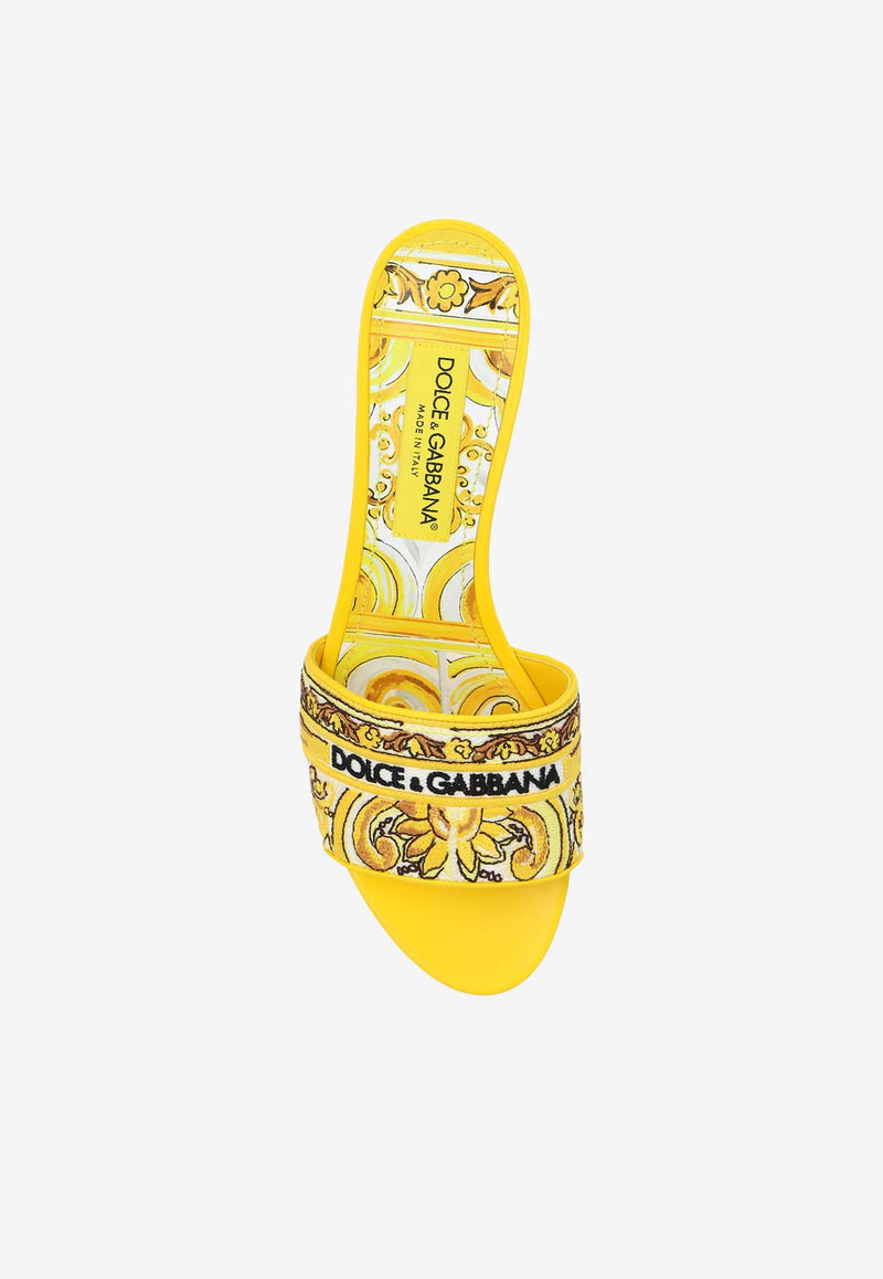 Dolce 
Gabbana Karol 40 Majolica Embroidered Mules Yellow CR1748 AV804-8Q728