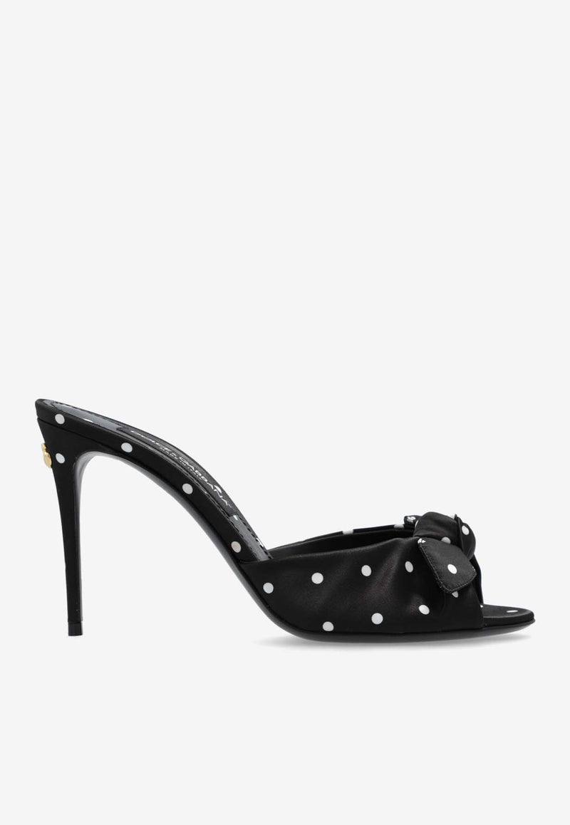 Dolce 
Gabbana Keira 90 Polka Dot Satin Mules Black CR1750 AV885-HN9FW