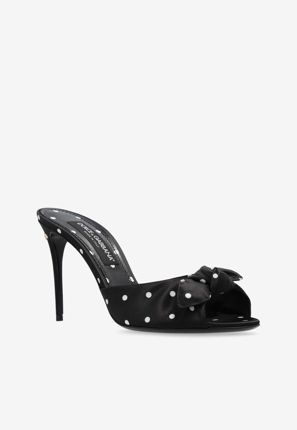 Dolce 
Gabbana Keira 90 Polka Dot Satin Mules Black CR1750 AV885-HN9FW