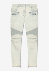 Balmain Distressed Slim Biker Jeans Blue DH1MG009 DE60-6FC